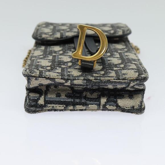 DIOR Oblique Chain Trotter Canvas Shoulder Bag Navy - Picture 9 of 12